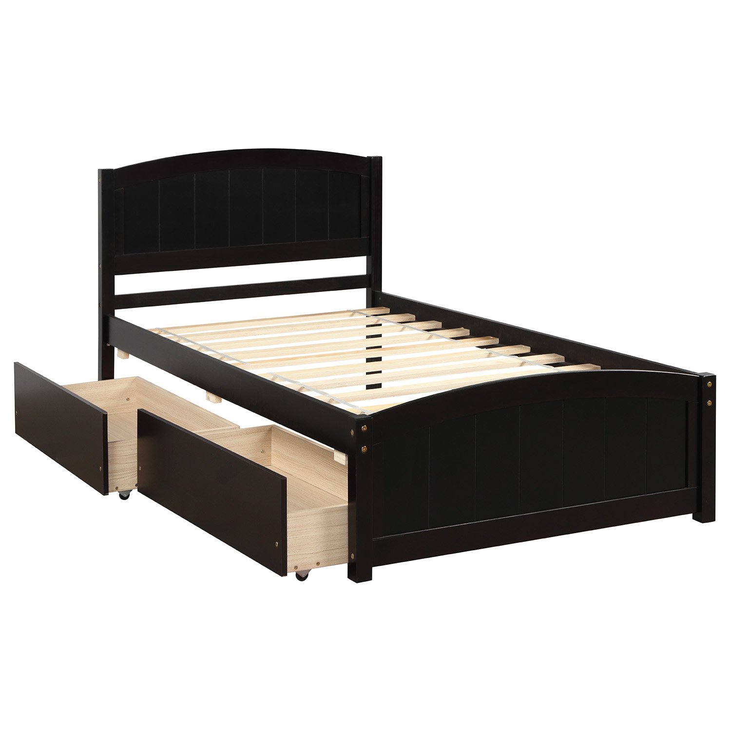 Twin Size Platform Bed With Two Drawers - Espresso - Image 11