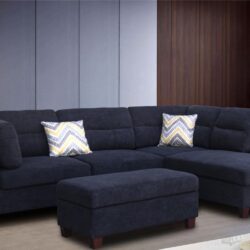 Diego - Fabric Sectional Sofa With Right Facing Chaise, Storage Ottoman, And 2 Accent Pillows - Black