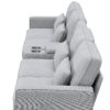 Upholstered Sofa With Console, 2 Cupholders And 2 USB Ports Wired Or Wirelessly Charged, Modern Linen Fabric Couches With 4 Pillows (4 Seat) - Light Gray - Image 6
