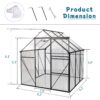 6X6Ft-Black Polycarbonate Greenhouse Raised Base And Anchor Aluminum Heavy Duty Walk-In Greenhouses For Outdoor Backyard In All Season (W540S00002) - Black - Image 3