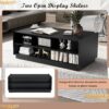 Modern Rectangle Coffee Table With 4 Drawers And 2 Display Shelves, Tempered Glass For Living Room - Black - Image 9