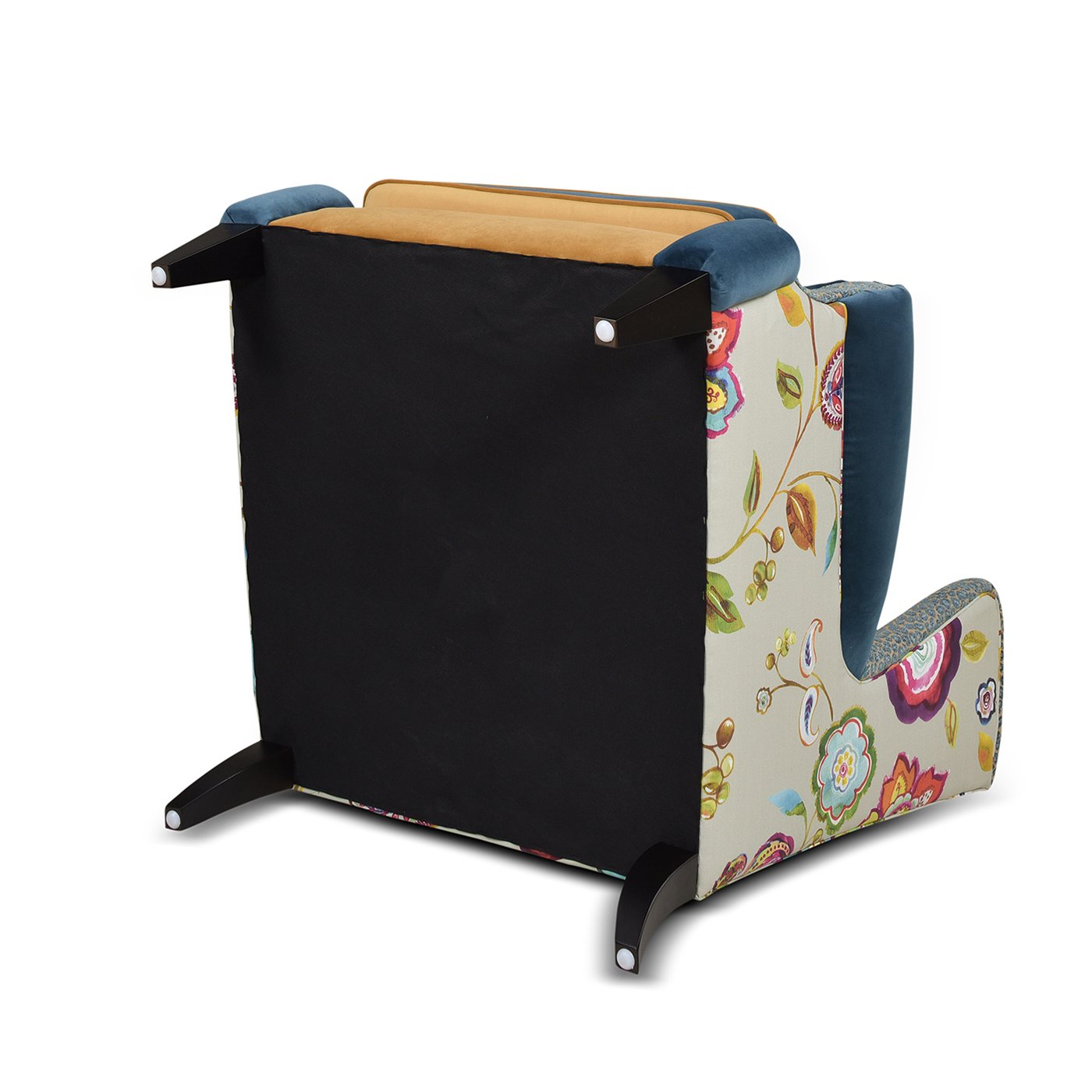 Anya - Boho Chic Wingback Accent Arm Chair - Floral / Leopard / Blue Teal / Yellow Gold - Image 2