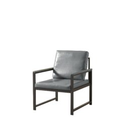 Retro Armchair With Extra Soft Cushion And Metal Armrests - Gray