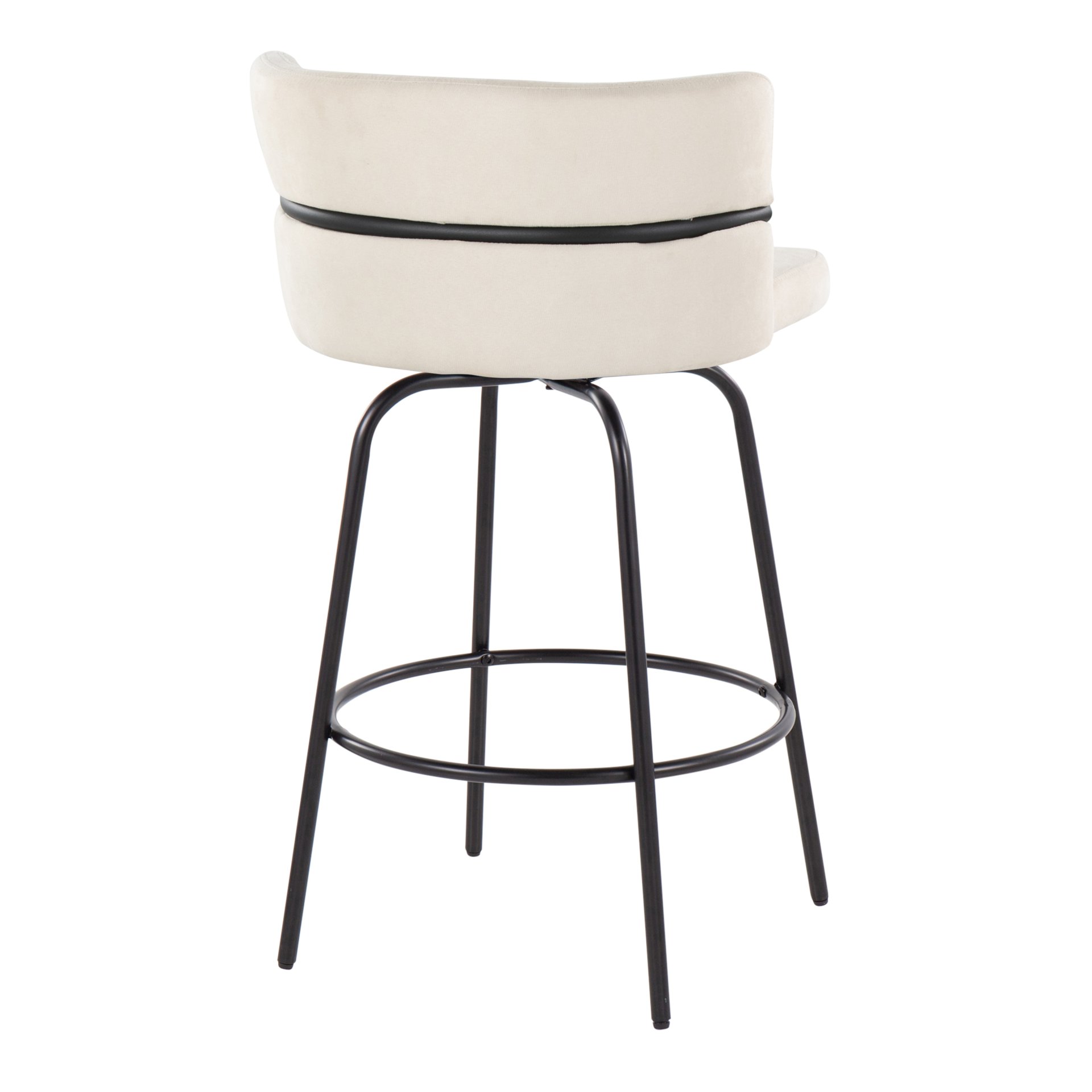 Cinch - Contemporary Fixed Height Counter Stool With Swivel And Round Footrest (Set of 2) - Black / Cream - Image 4