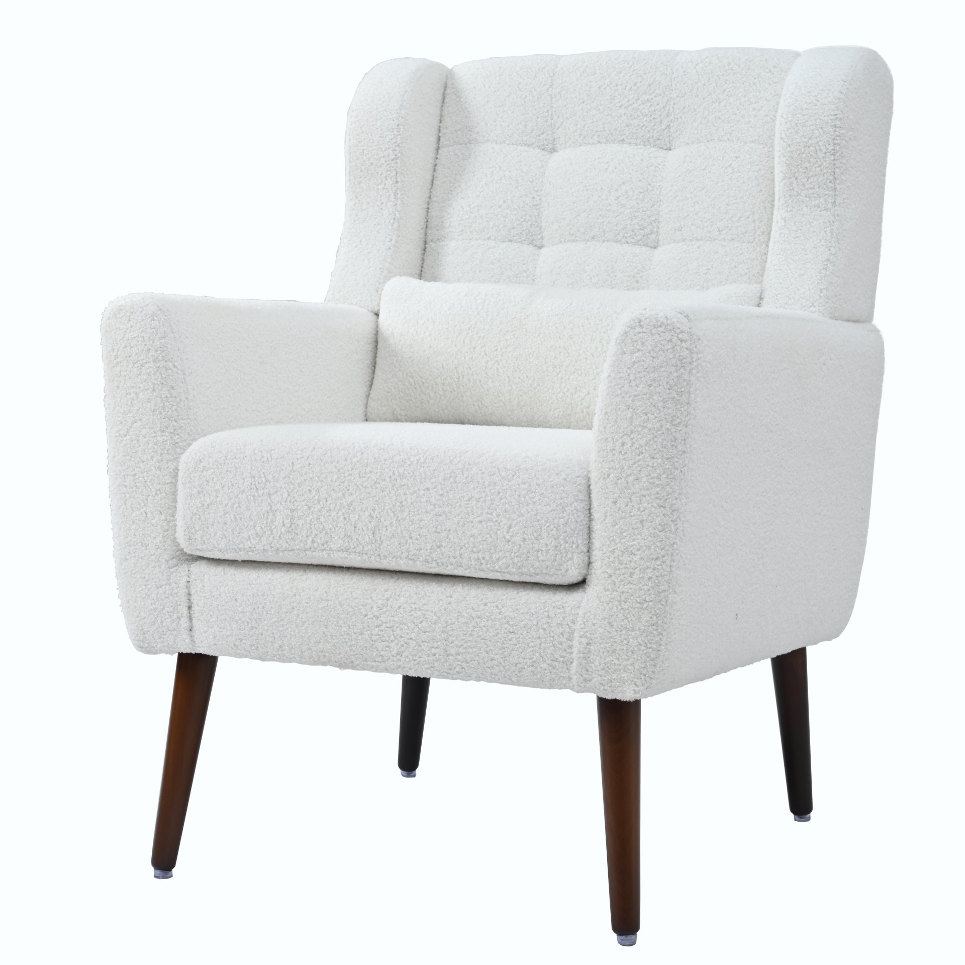 Modern Accent Chair, Teddy Fabric Living Room Chairs Comfy Reading Chair, Mid Century Accent Chair, Lounge Arm Chairs Armchair For Living Room Bedroom - White - Image 9