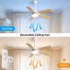 Modern Ceiling Fan With 3 Color Dimmable Light 5 Blades Remote Control Reversible Dc Motor - White - Image 5