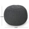 Bordeaux - Knitted Cotton Round Pouf Ottoman - Gray - Image 3