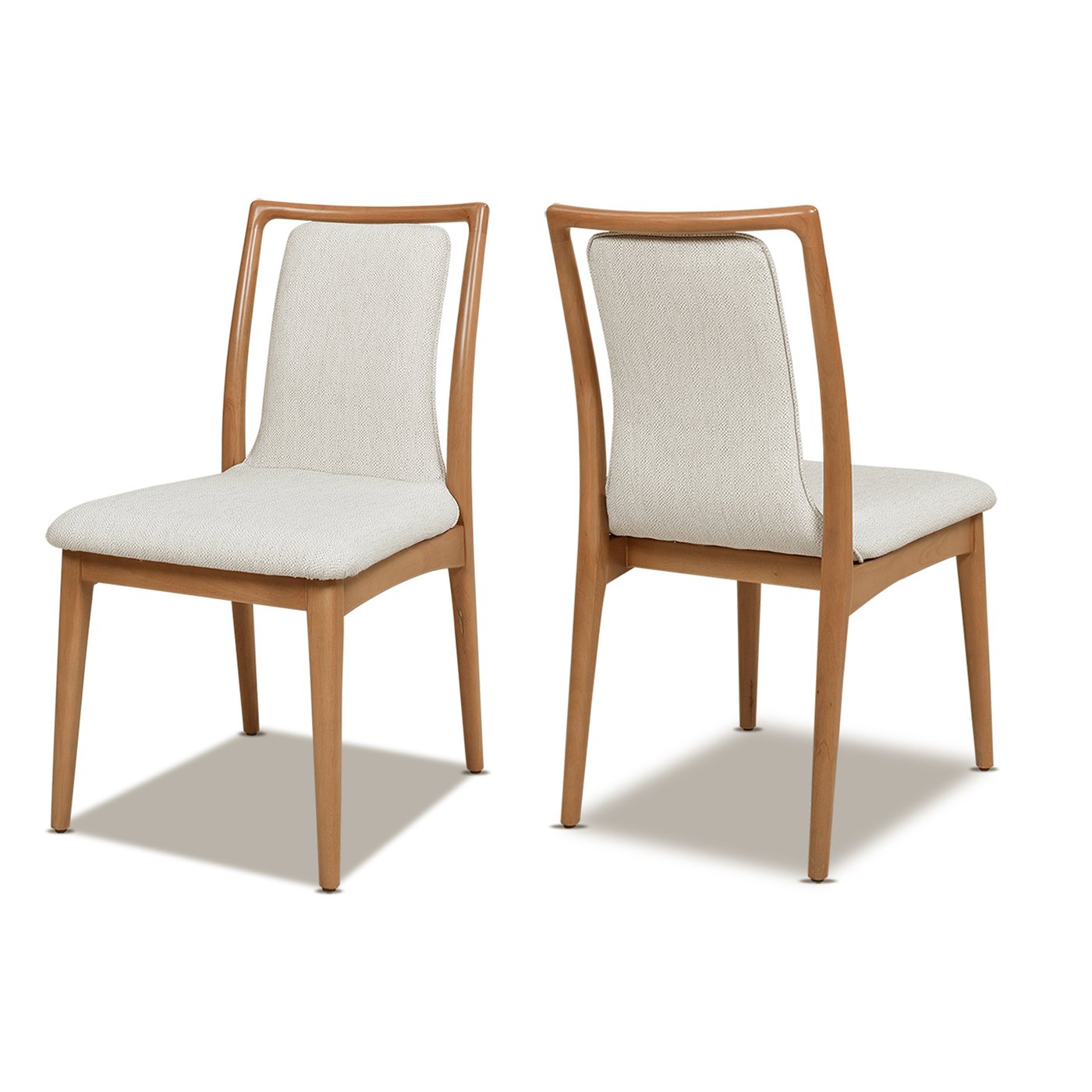 Scandi - Upholstered Dining Chair, Stain Resistant High (Set of 2) - Natural Light Brown / White Pepper - Image 6