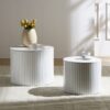 Premium Nested Table Set 2 Pieces, Coffee Table Set For Living Room - White - Image 11