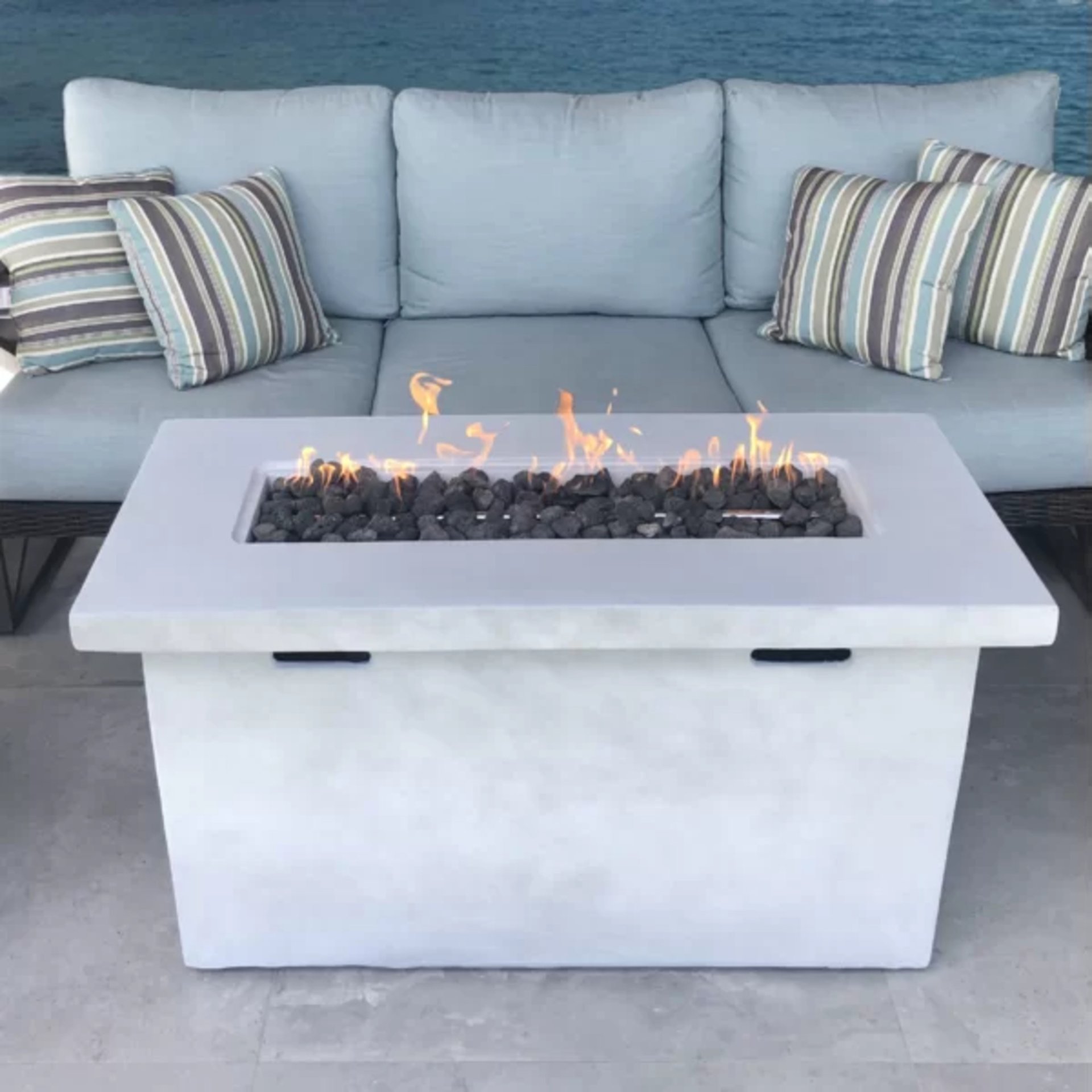 Reinforced - Propane Outdoor Fire Pit Table - Natural / White - Image 4