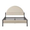 Queen Bed Frame Modern Upholstered Curved Headboard - Oatmeal - Image 3