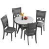 5 Piece Dining Round Table Set With One Faux Marble Top Dining Table And Four Pu-Leather Chairs - Gray - Image 16