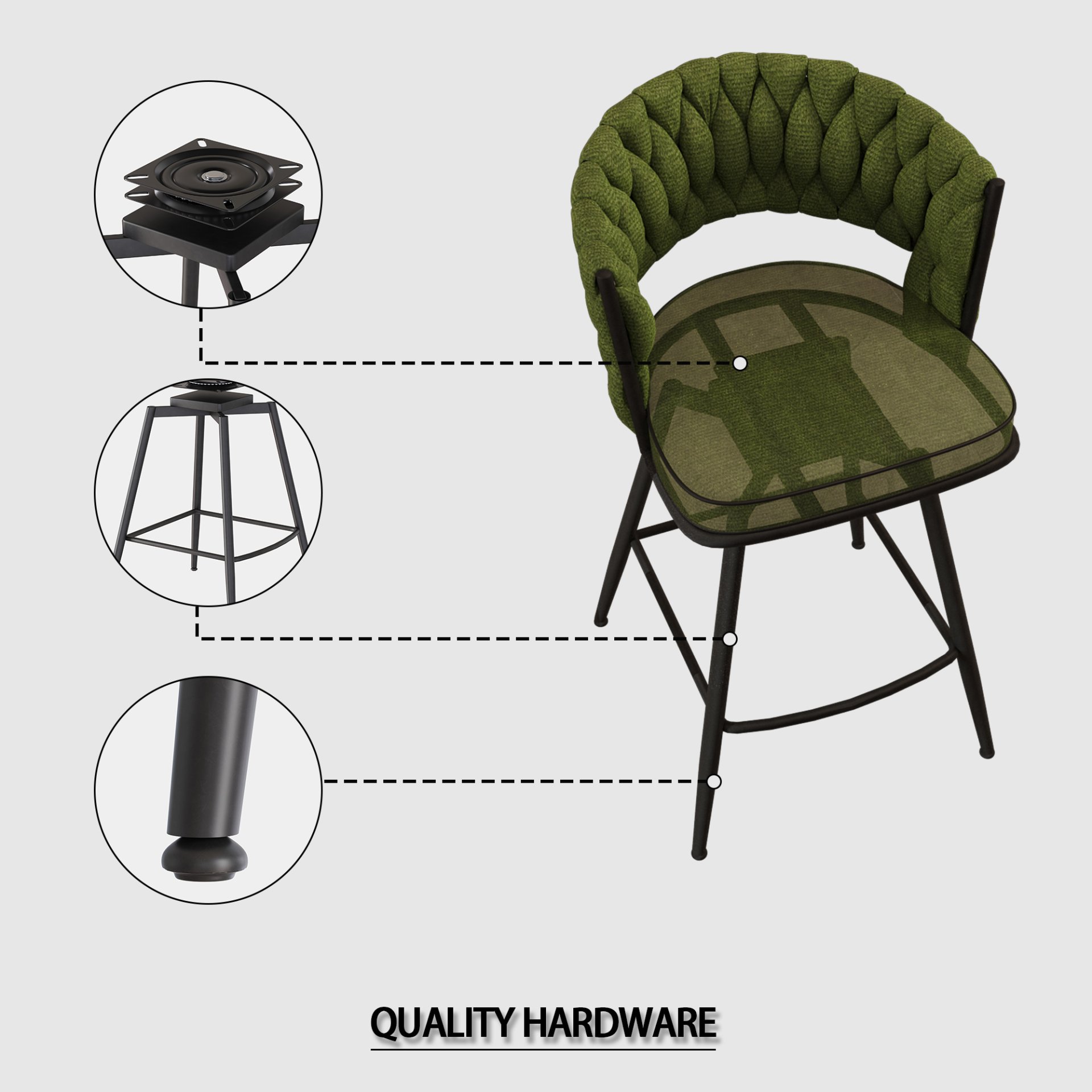 26" Bar Stool With 360 Swivel (Set of 4) - Green - Image 12