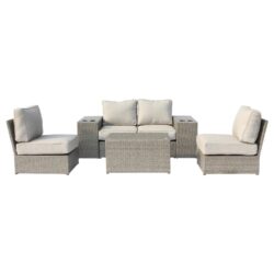 All Weather Patio Sectional Set For 4, Includes Cushions - Gray Mix