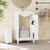 Modern Small Bathroom Vanity Cabinet With Ceramic Basin, Ample Storage, 1 Soft-Close Door - White - Image 3