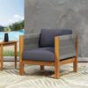 Outdoor Club Chair With Rattan Rope Wave - Dark Gray - Image 9