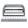 Upholstered Daybed Sofa Bed Twin Size With Trundle Bed And Slat - Gray - Image 4