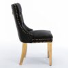Nikki - Modern, High-End Tufted Solid Wood Contemporary Velvet Upholstered Dining Chair With Golden Stainless Steel Plating Legs, Nailhead Trim (Set of 2) - Black - Image 4
