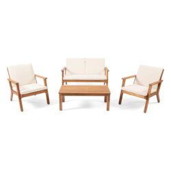 Avacyn - Outdoor 4 Seater Chat Set With Cushions - Natural / Cream
