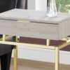 Accent Side Table, Storage Drawer, Marble Look - Beige - Image 6