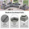 Corner Frame For Oversized Modular U Shaped Sectional, Floor Couch Convertible Compressed Couch Spacious Foam Filled Sofa - Gray - Image 7