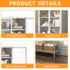 Heavy Duty Metal Storage Cabinet, Display Storage Cabinet With Glass Doors And 2 Adjustable Shelves, Tall Bookcase Modern Bookshelf Cabinet For Home Office, Living Room, Pantry - White - Image 7