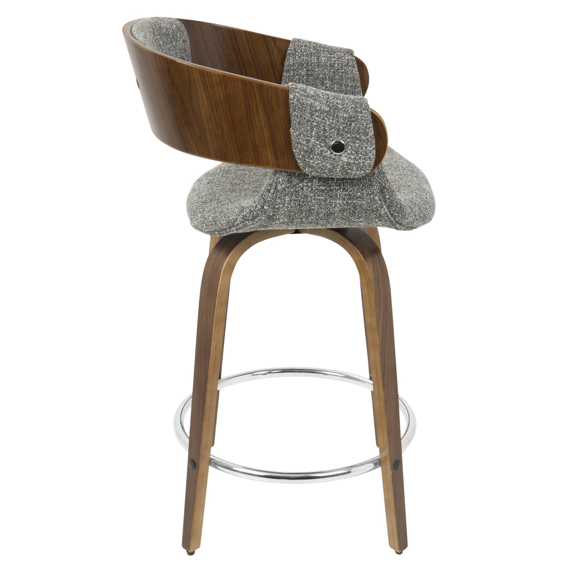 Elisa - Mid-Century Modern Counter Stool (Set of 2) - Walnut / Gray - Image 4