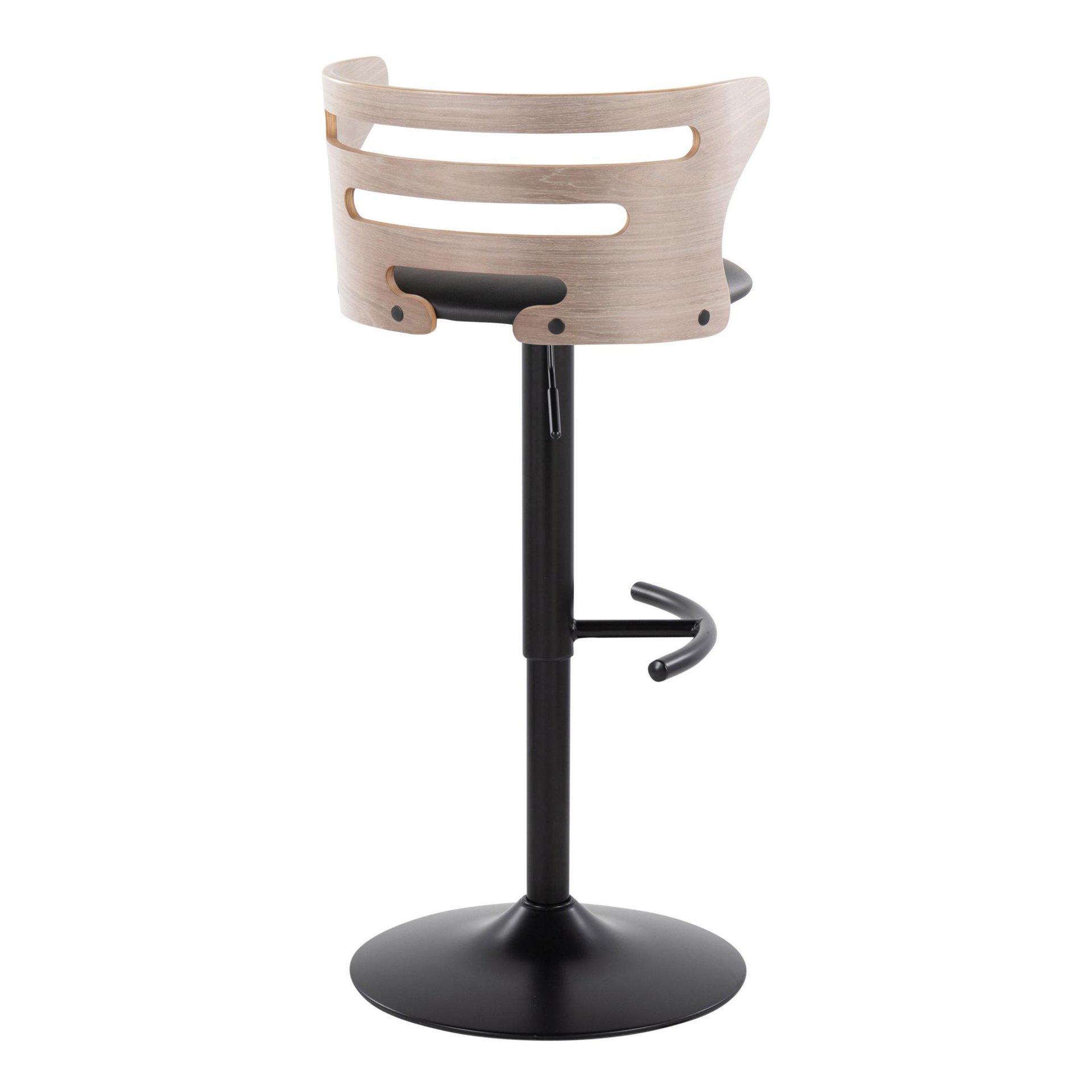 Cosi - Mid-Century Modern Adjustable Barstool With Swivel With Rounded T Footrest (Set of 2) - Black / Light Gray / Black - Image 3