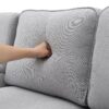 4 Seater Modern Linen Sofa With Armrest Pockets And 4 Pillows, Minimalist Style Couch - Light Gray - Image 14