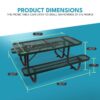 6 Ft. Rectangular Outdoor Steel Picnic Table With Umbrella Pole - Green - Image 6