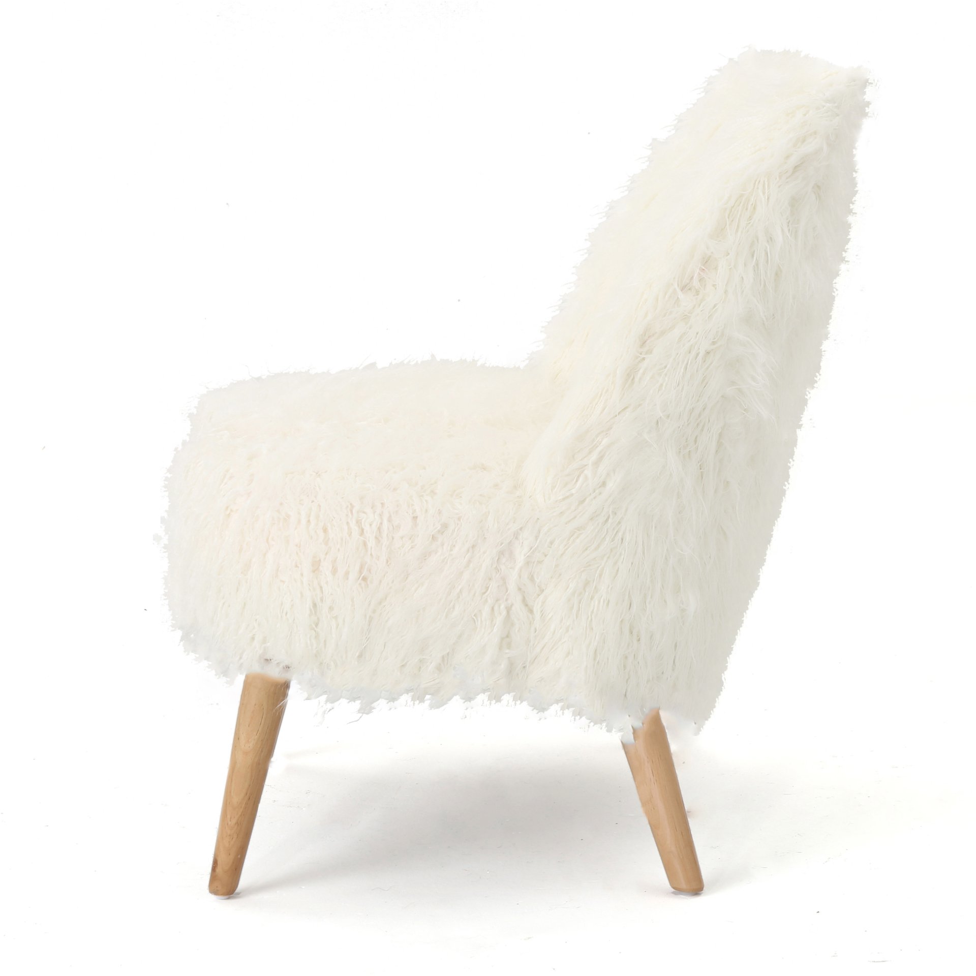 Modern Glam Club Chair With Shaggy Textures - White - Image 8