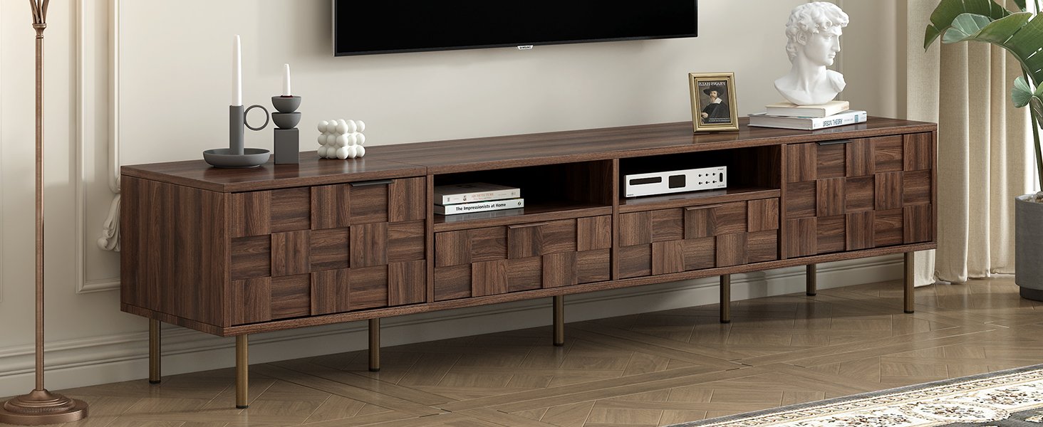 Mid Century TV Stand With 2 Drawers, Media Console Table For Tvs Up To 85'', Entertainment Center With Storage For Living Room - Dark Brown - Image 22