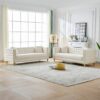 3 And 3 Seater Deep Seat Sofa With Button Nailhead And Square Arm Design - Beige - Image 2