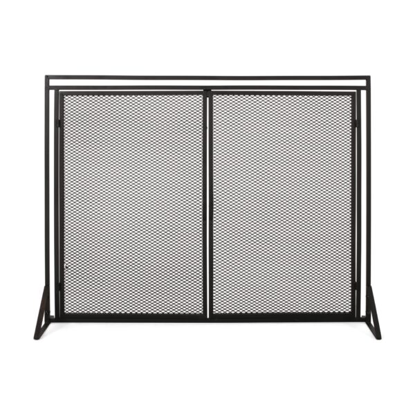 Samantha - Iron Fireplace Screen Modern Design With Easy Access Doors - Black