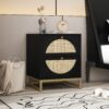 Allen - 2 Drawer Side Table, Display Rack For Bedroom And Living Room, Nightstand Side Table Bedroom Storage Drawer Bedside End Table - Black / Beige - Image 5