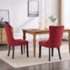 Classic Velvet Dining Chairs, High-End Tufted Solid Wood Contemporary Velvet Upholstered Dining Chair With Wood Legs Nailhead (Set of 2) - Burgundy - Image 15