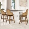 Bahama - Cane High Back Swivel Counter Stool With Recessed Arms Textured Weave - Taupe Beige - Image 13