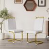 Dining Chairs (Set of 4), Side Dining Room Chairs With Golden Legs, Kitchen Chairs With Padded Seat High Back - White - Image 10