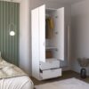 Armoire Wardrove, Hanging Rod, 2 Drawers, 1 Shelf - White - Image 8