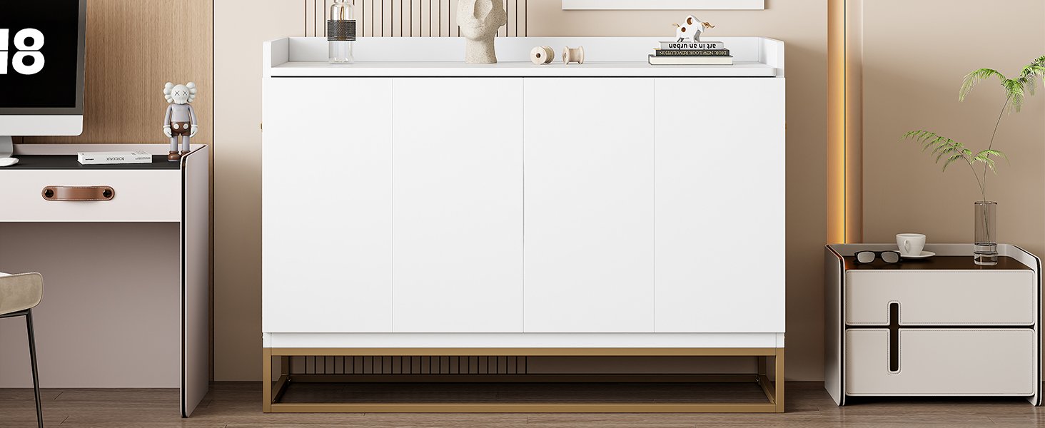 Queen Size Murphy Bed With Iron Legs, Modern Design - White - Image 24