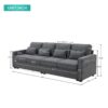 4 Seater Modern Linen Sofa With Armrest Pockets And 4 Pillows, Minimalist Style Couch - Dark Gray - Image 17