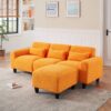 Teddy Fleece Creative Sofa Can Be Assembled Into A Two-Seater Sofa With A Single Couch With Three Waist Pillows To Perfectly Stretch Your Waist For Small Apartment Bedroom Spaces - Orange - Image 3