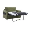 Twin Size Sofa Bed Sleeper Sofa Loveseat With Foldable Mattress, Side Table, USB Ports - Green - Image 10