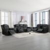 Home Theater Recliner Set Manual Recliner Chair With Wide Armrest, Two Built-In Cup Holders For Living Room - Black - Image 6