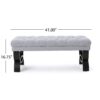 Hilton - Ottoman Bench With Classic Button Tufting - Light Gray - Image 3