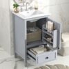 20" Bathroom Vanity With Sink, Bathroom Cabinet With A Door, Door Shelf Storage And Adiustable Foot Pads, A Drawer - Gray - Image 4