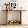 Console Table With Curved Corners And U Base Design - Natural Wood Veneer - Brown - Image 4