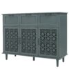 3 Door 3 Drawer Cabinet, American Furniture, Suitable For Bedroom, Living Room, Study - Dark Green - Image 10