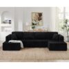 Modern Minimalist U - Shape Modular Sectional Sofa Sleeper - Black - Image 5