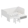 Twin Size Daybed With Storage Shelves And Lockers, Multi Functional Bed With Study Desk And Matching Stool - White - Image 5